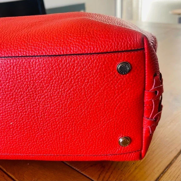 Henri BENDEL Orange Coral Leather Noho Novelty Gusset Large Braided Work Bag - Picture 9 of 16